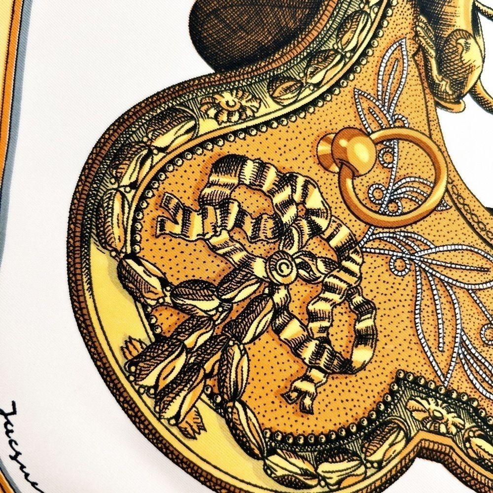 HERMES 100% silk scarf Carre 90 GRAND APPARAT Scarf Multicolor blue border - Picture 5 of 11